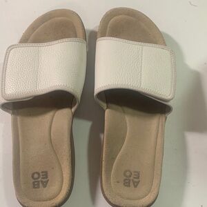 ABEO Women's White Slide Velcro Close Sandals size 8